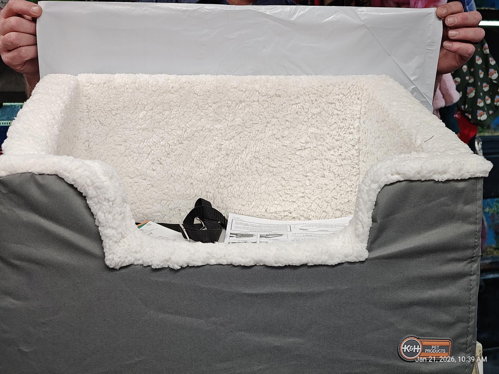 K & H Pet Car  Rectangle Booster Pet Seat Large GREY 21.5” X 16” X 14”