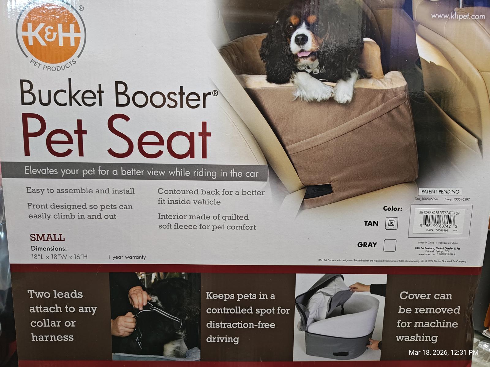 K&H Bucket Booster Pet Dog Car Seat - SMALL TAN | PNC Family FInds