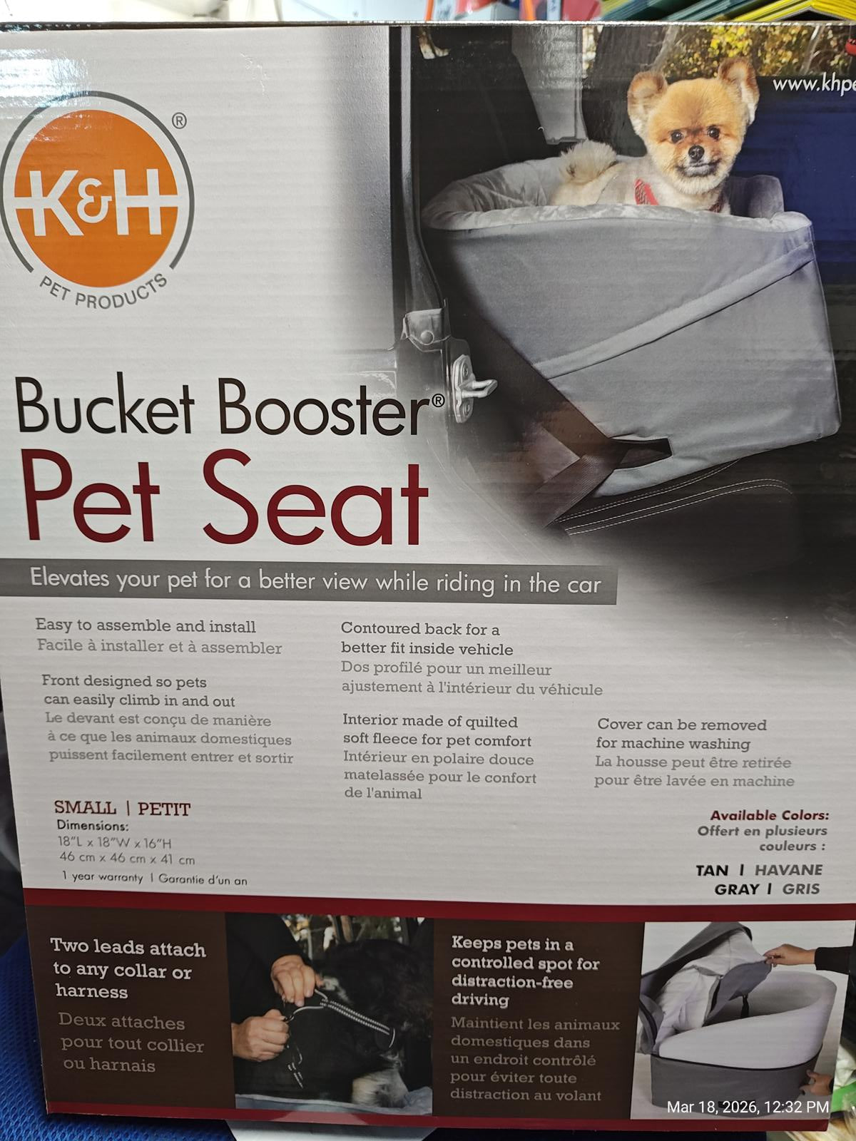 K&H Bucket Booster Pet Dog Car Seat - SMALL TAN | PNC Family FInds
