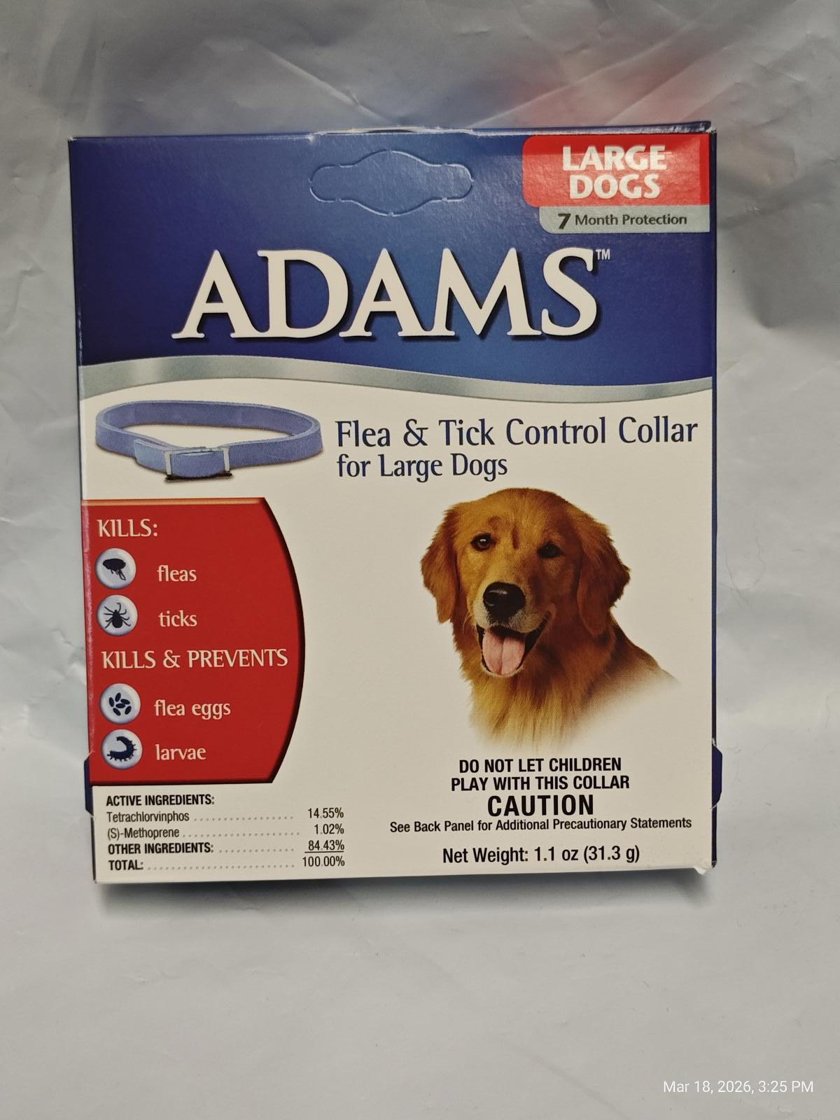 Adams Flea & Tick Control Collar Dogs 7 Mo. Protection