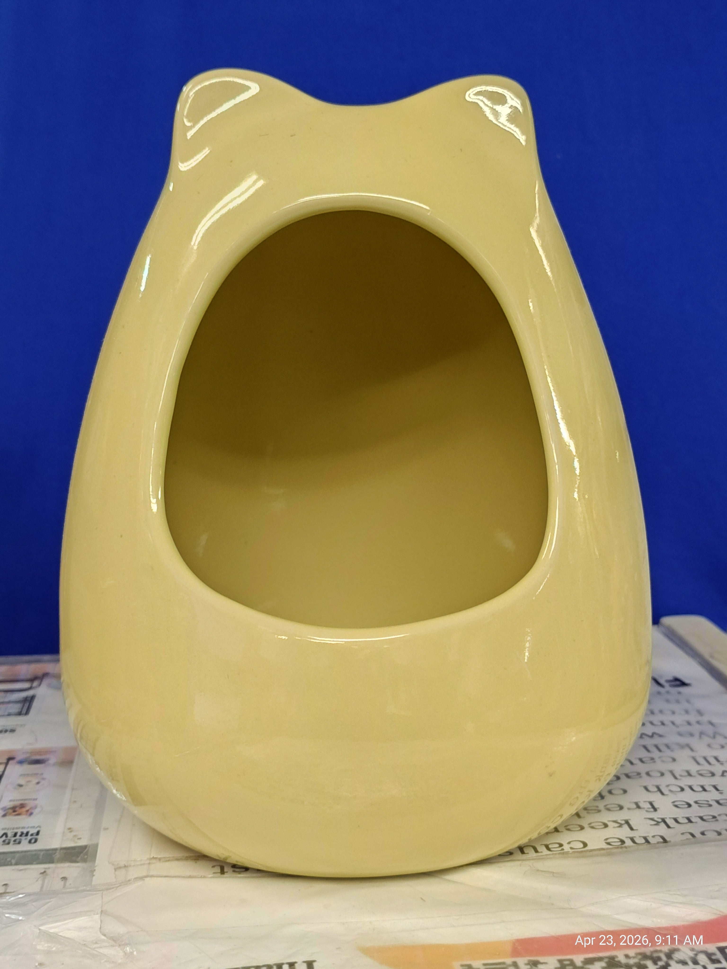 Chinchilla & Small Animal Dust House – X-tra Large Heavy Ceramic (Yellow) by PNC Family FInds