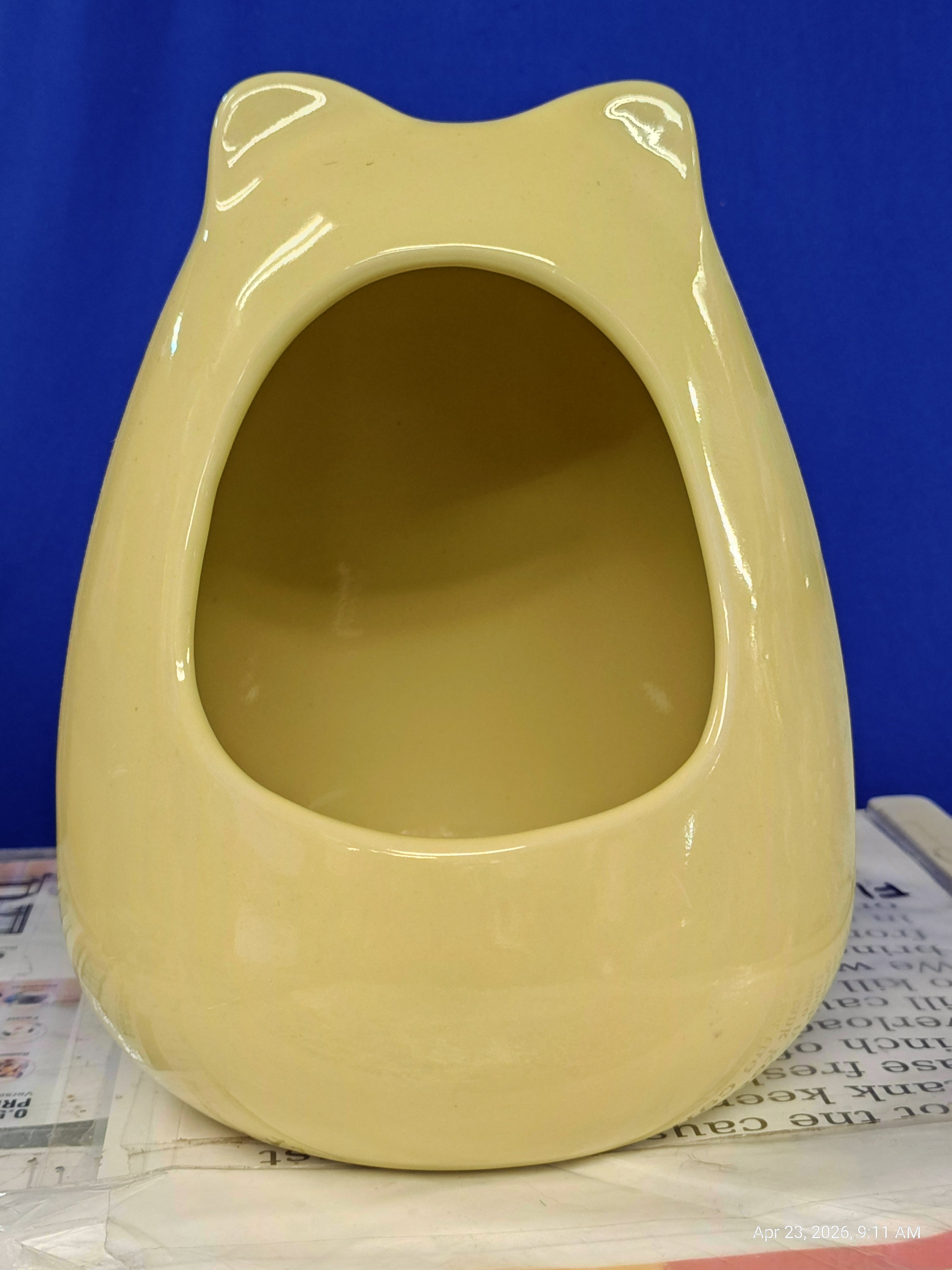 Chinchilla & Small Animal Dust House – X-tra Large Heavy Ceramic (Yellow) by PNC Family FInds