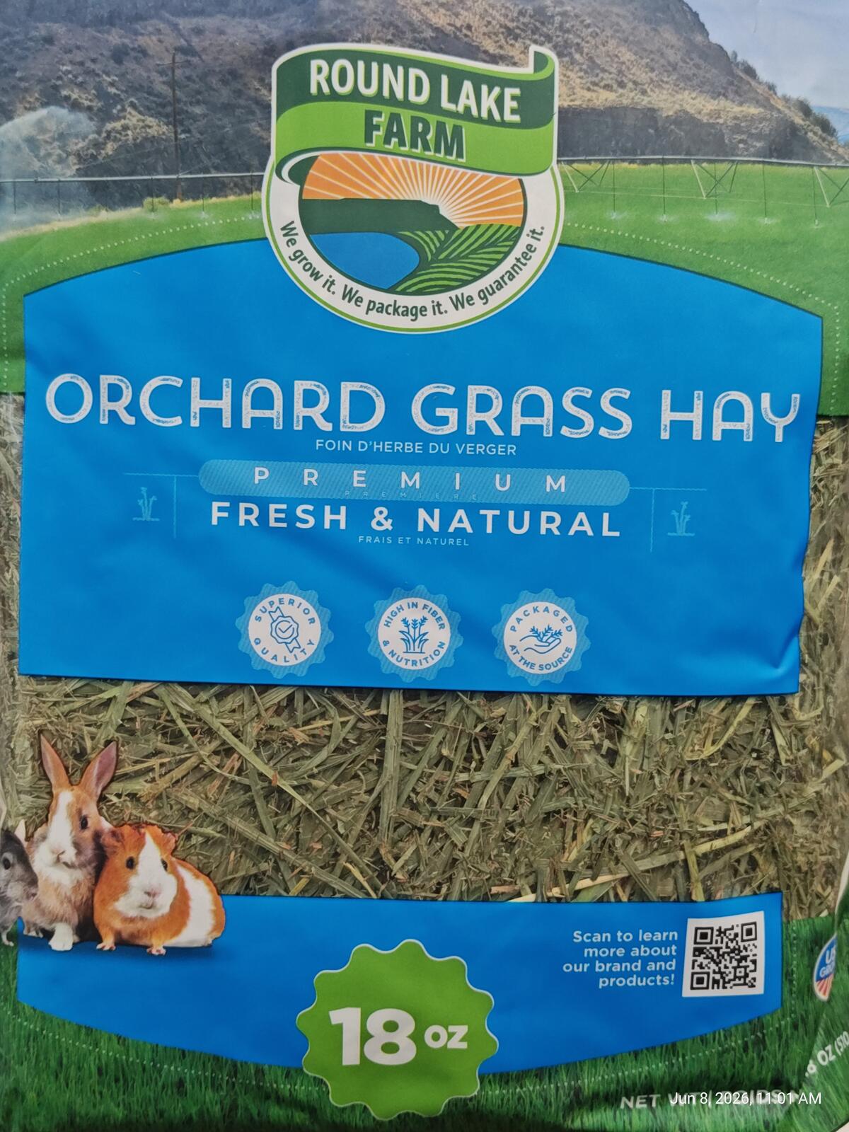 Orchard Grass Hay for Pets  18  oz Resealable Bag