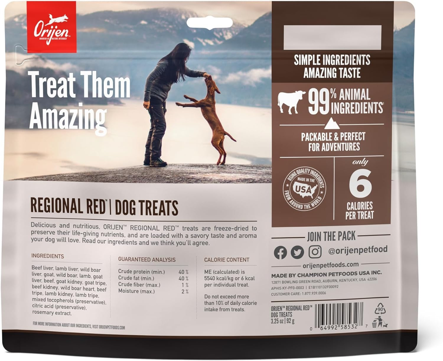 Orijen Regional Red Freeze Dried Dog Treats (3.25oz)