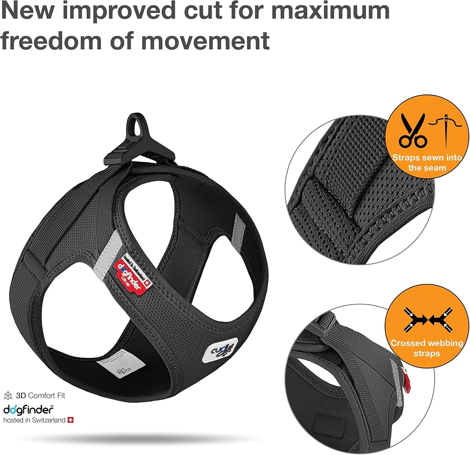 Curli Air Mesh Clasp Black Vest Harness