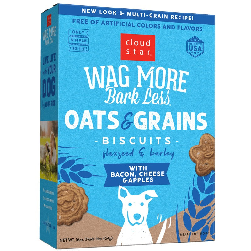 Wagmore Oats & Grains Bacon, Cheese & Apple Crunchy Biscuits Dog Treats (16oz)