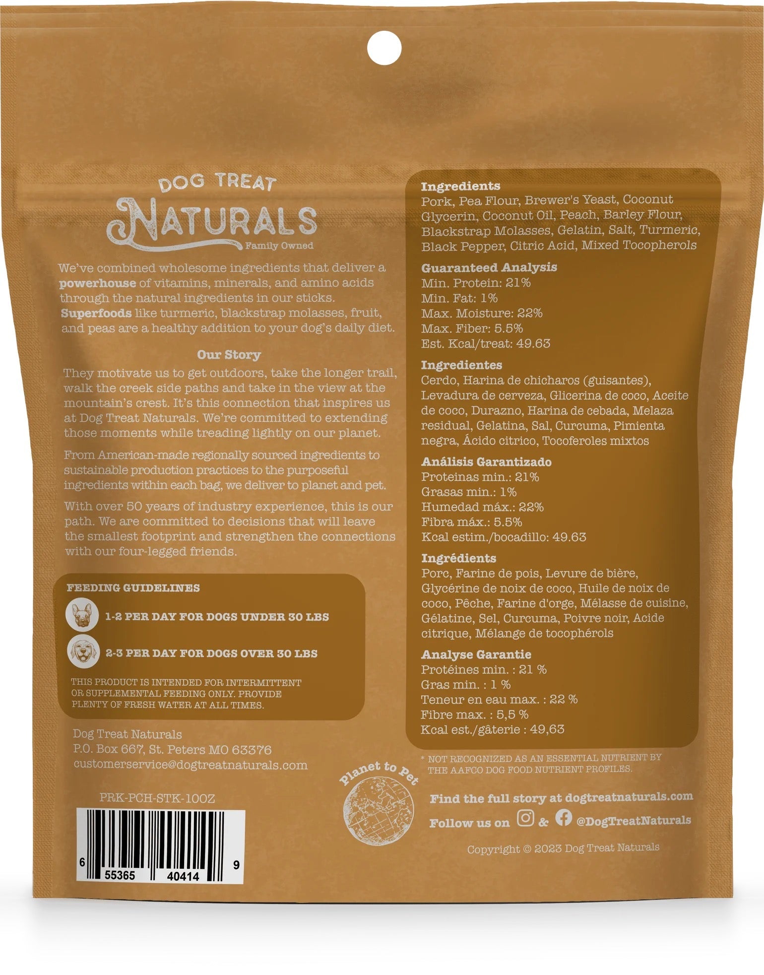 Dog Treat Naturals Superfood Sticks, Pork & Peach Dog Treats (10oz)