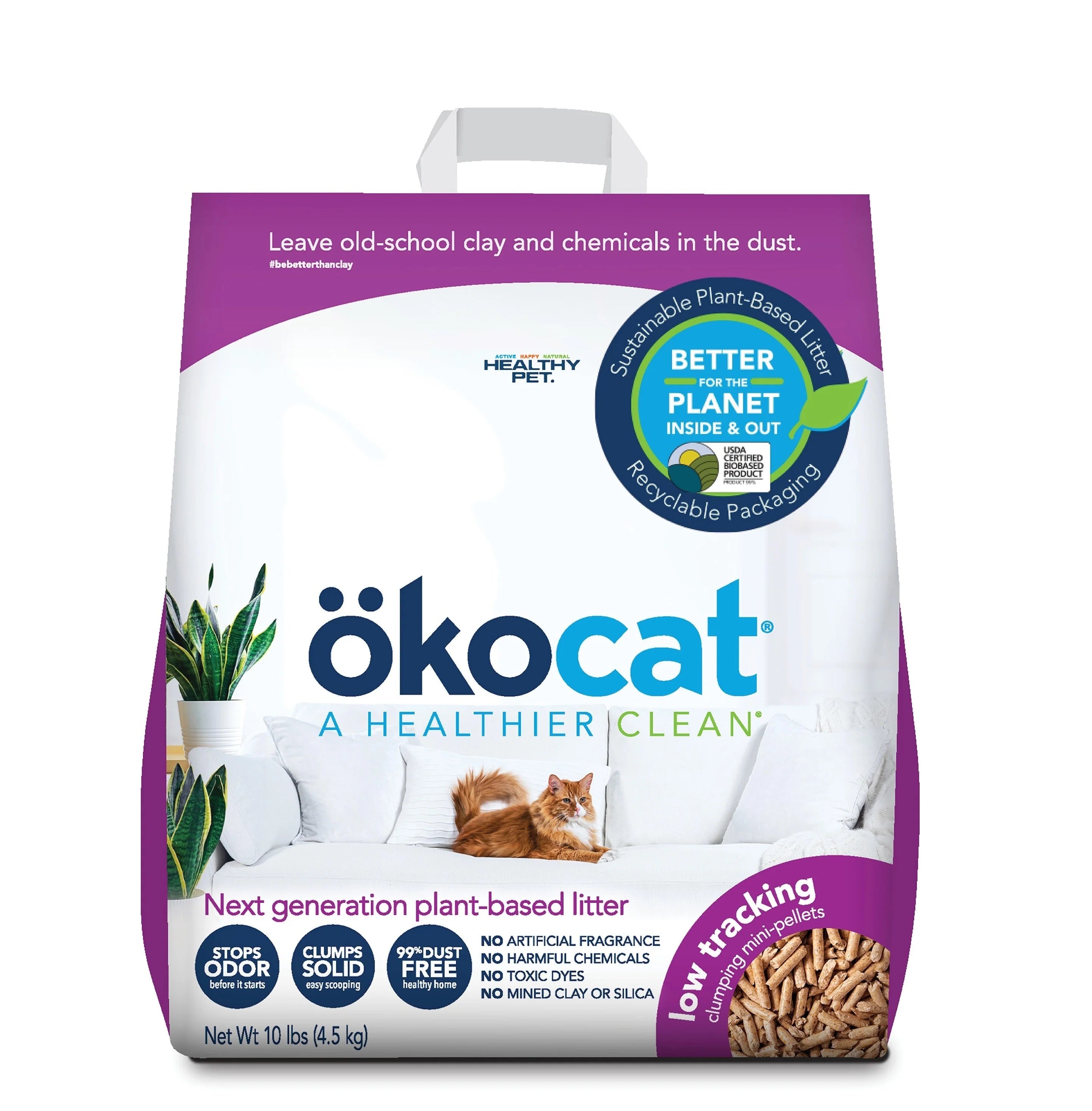 Okocat Low Tracking Mini Pellets Unscented Clumping Cat Litter
