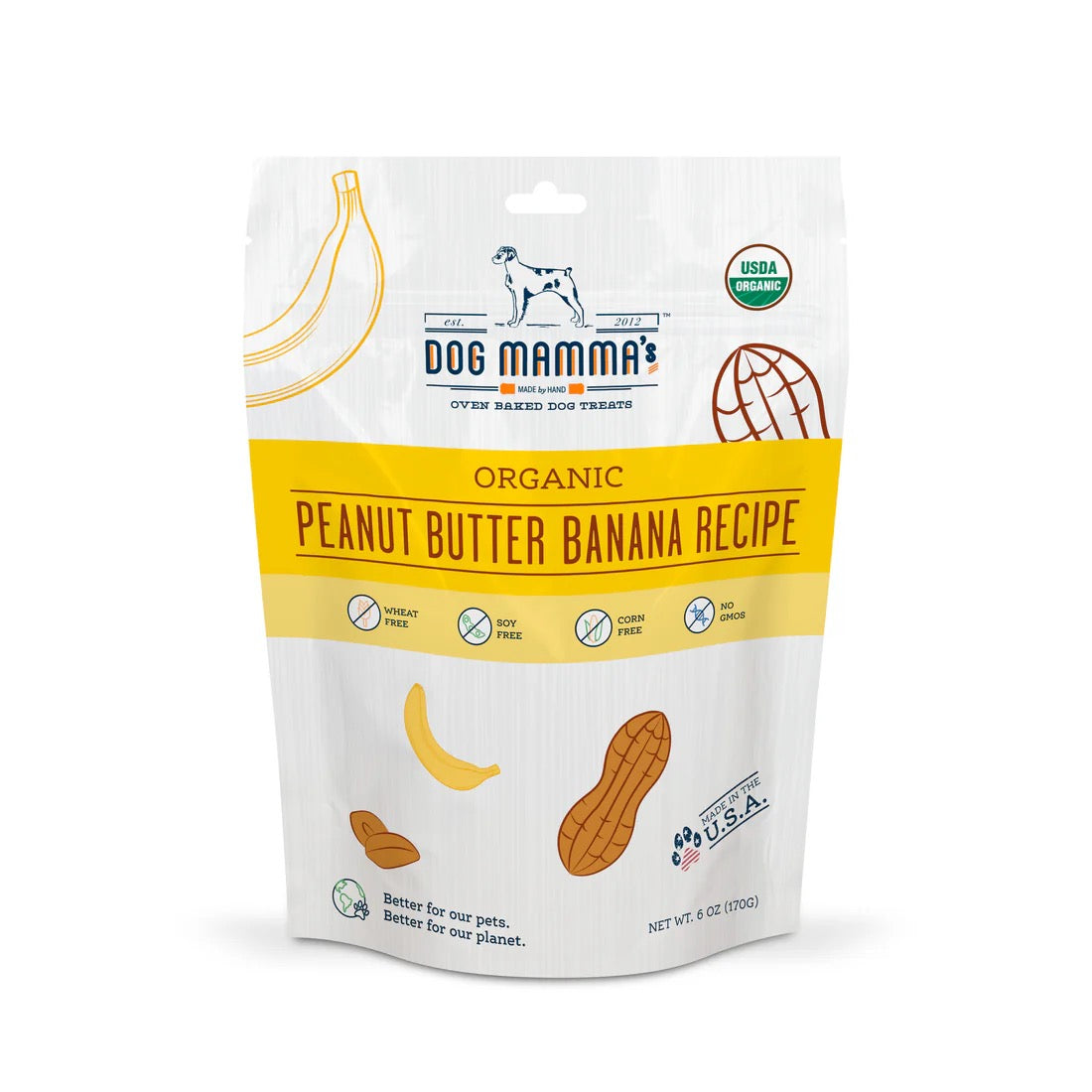 Dog Mamma's Organic Peanut Butter Banana Oven Baked Dog Treats (6oz)
