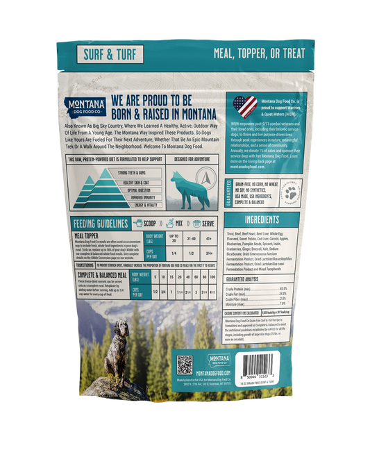 Grain-free Surf & Turf Freeze-dried Raw Dog Food - Beef & Trout