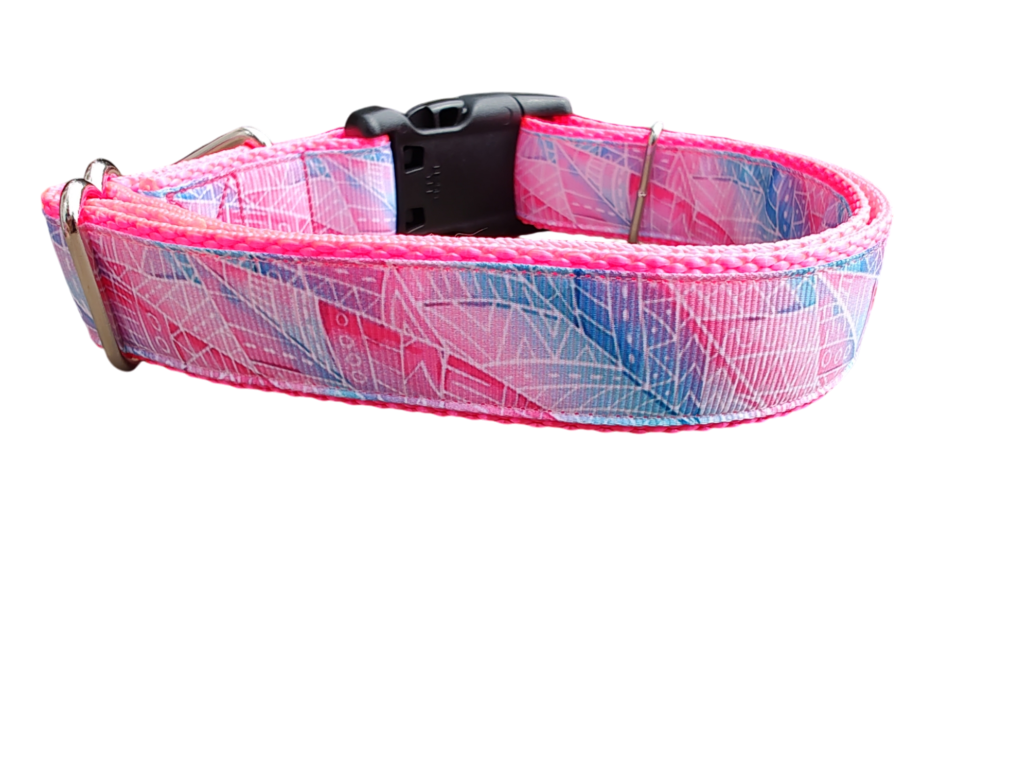 Textured Pink Leaves Nylon Dog Collar