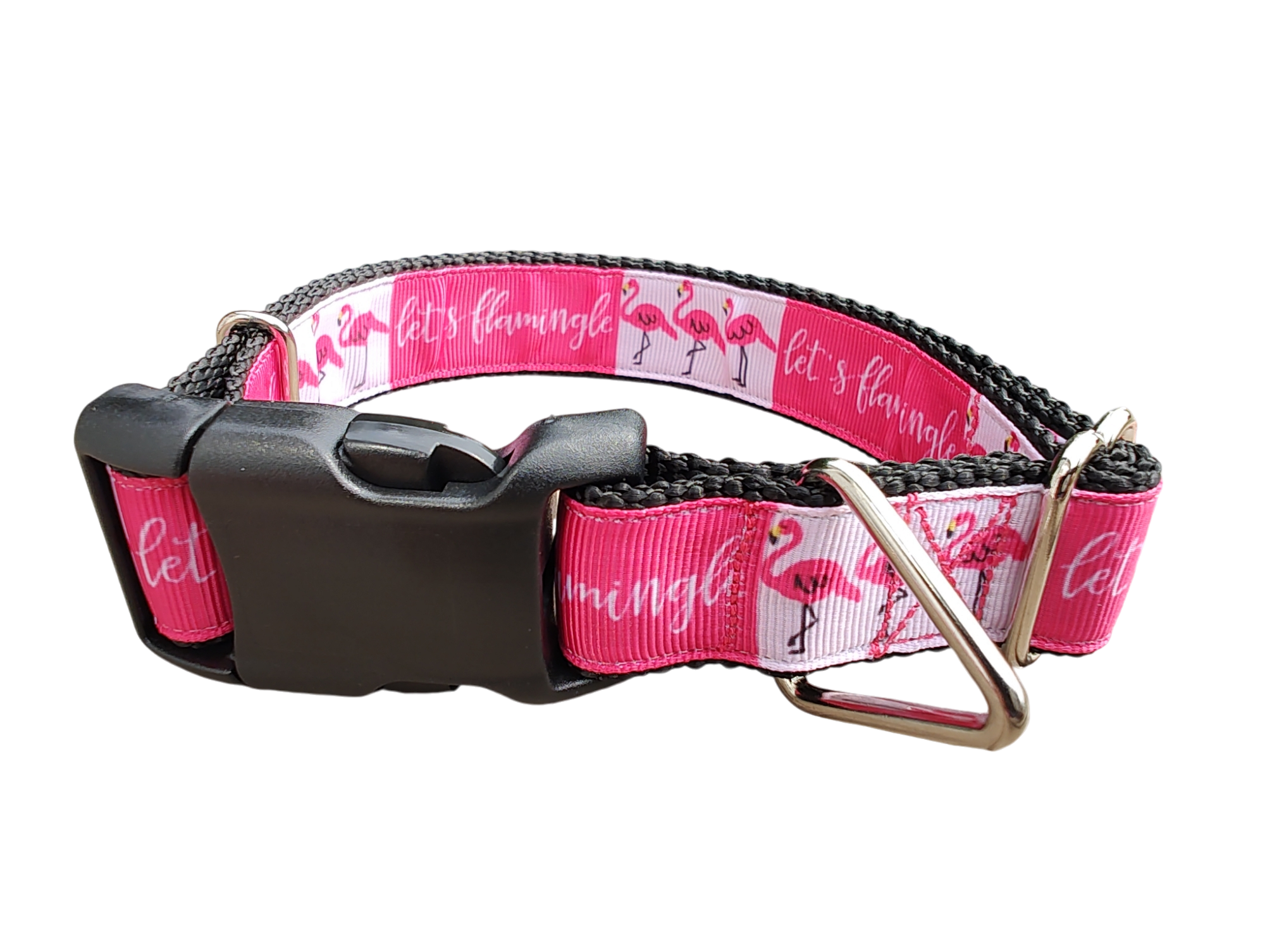 Let's Flamingle Flamingo Nylon Dog Collar