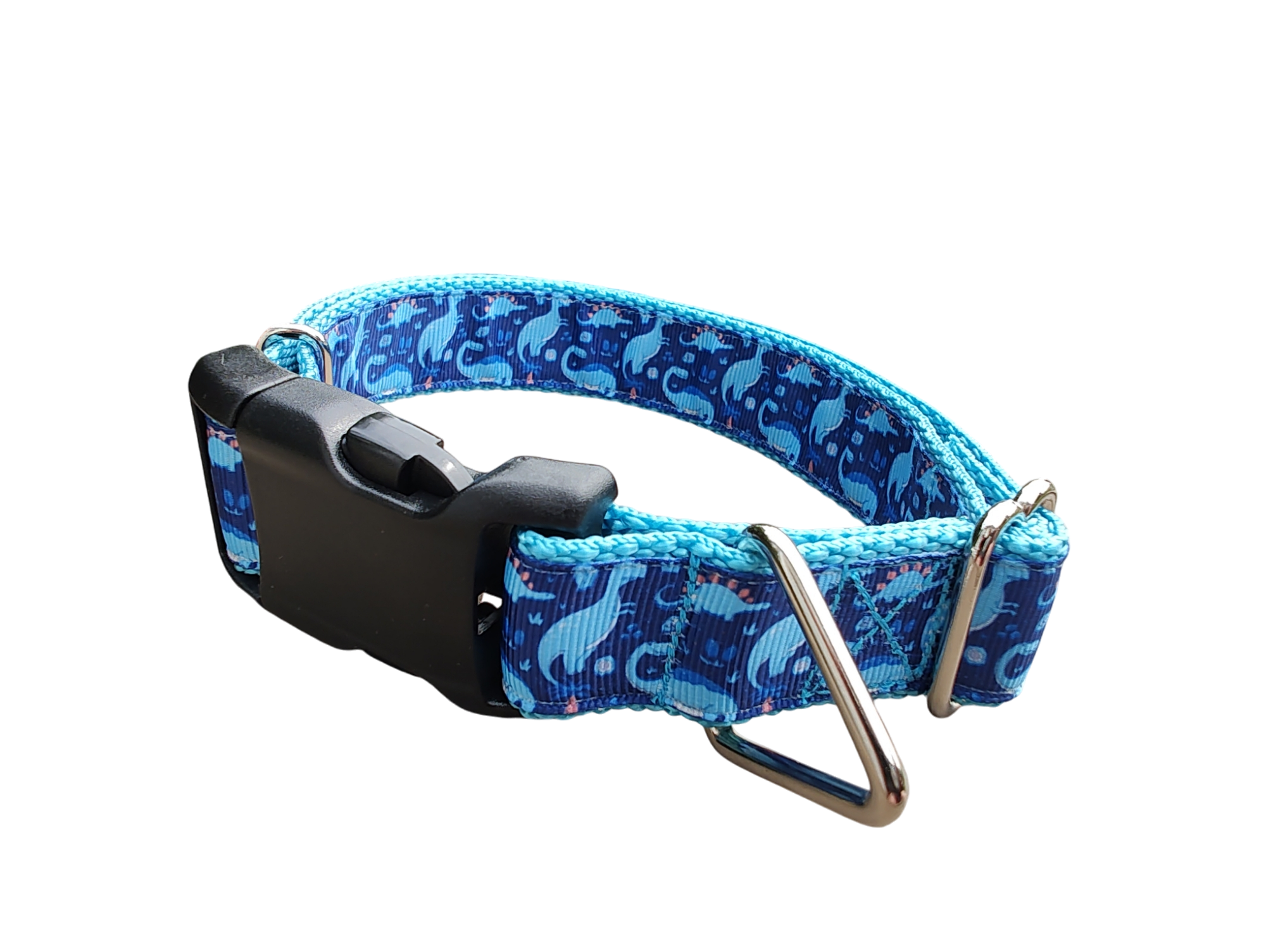 Blue Dinosaur Nylon Dog Collar
