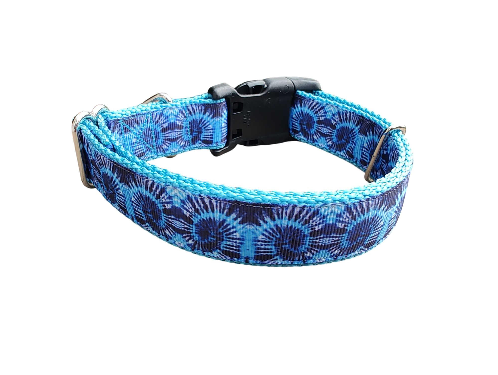 Blue Tie Dye Nylon Dog Collar