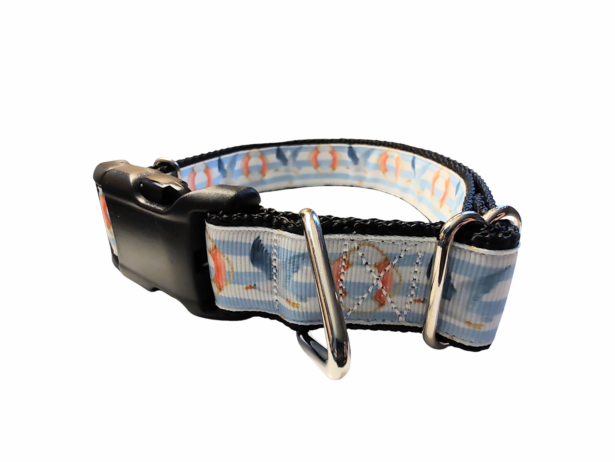 Seagulls and Liferings Nylon Dog Collar