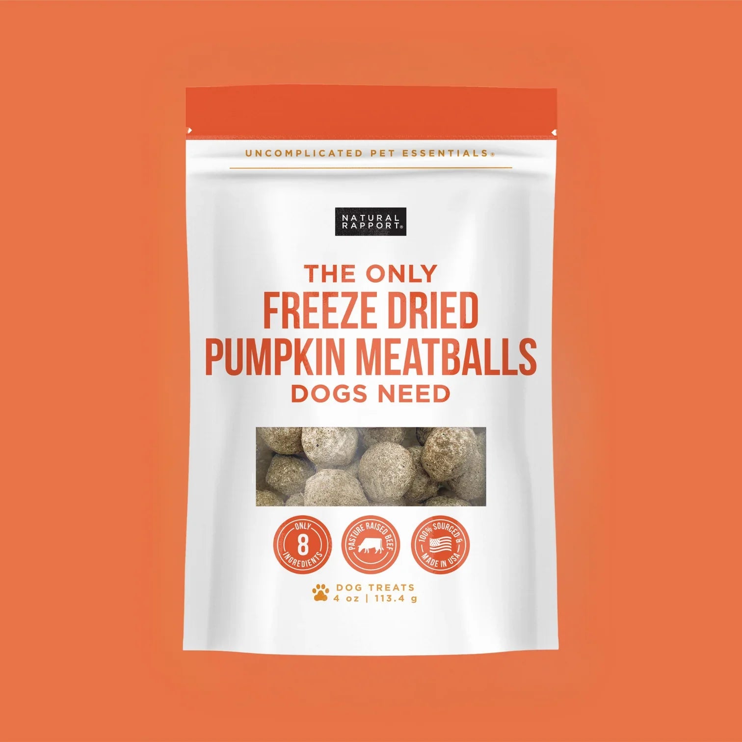 Natural Rapport The Only Freeze Dried Pumpkin Meatballs Dogs Need (4oz)