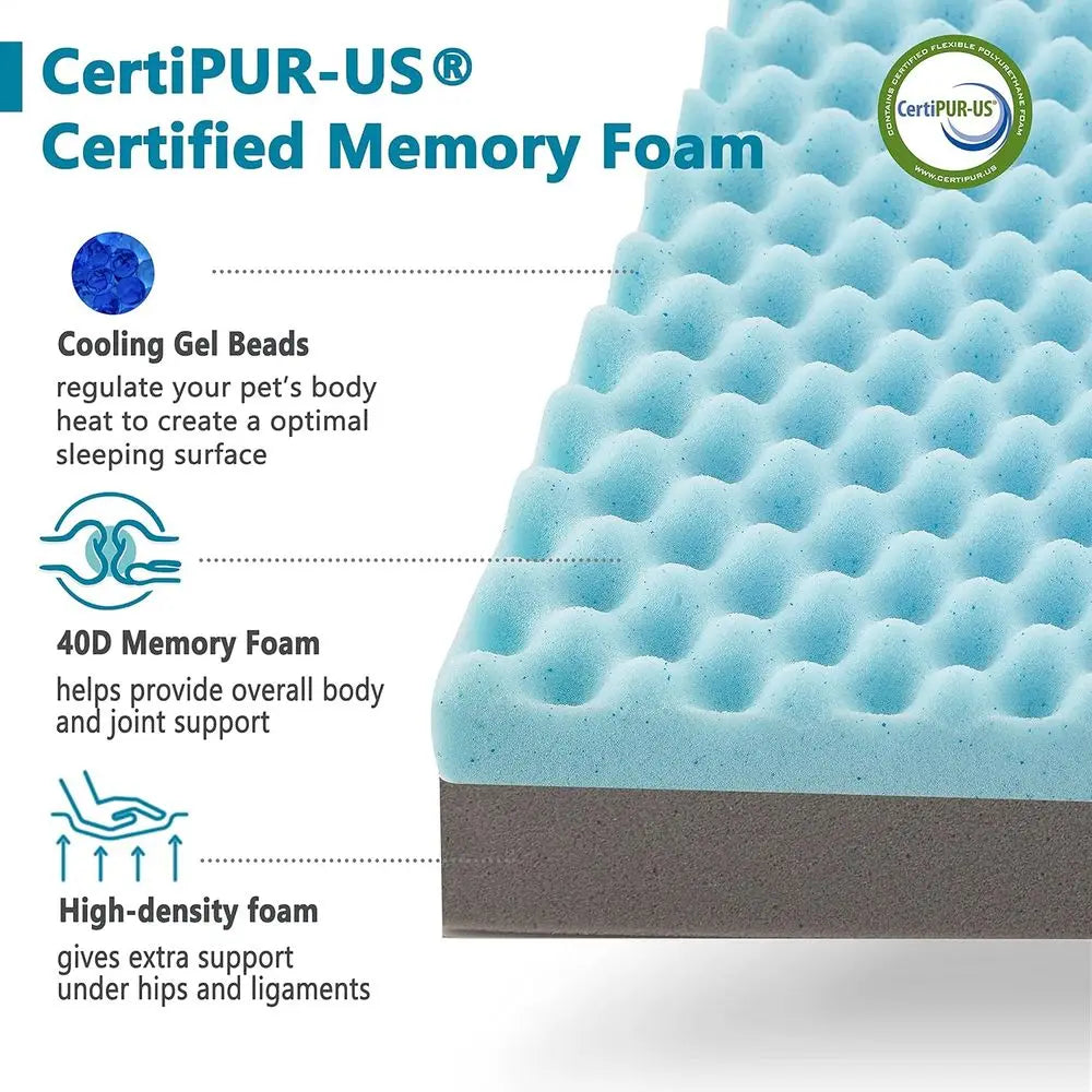 Large Orthopedic Dog Bed with Cooling Memory Foam, Washable Cover and Waterproof Liner (35x 22)