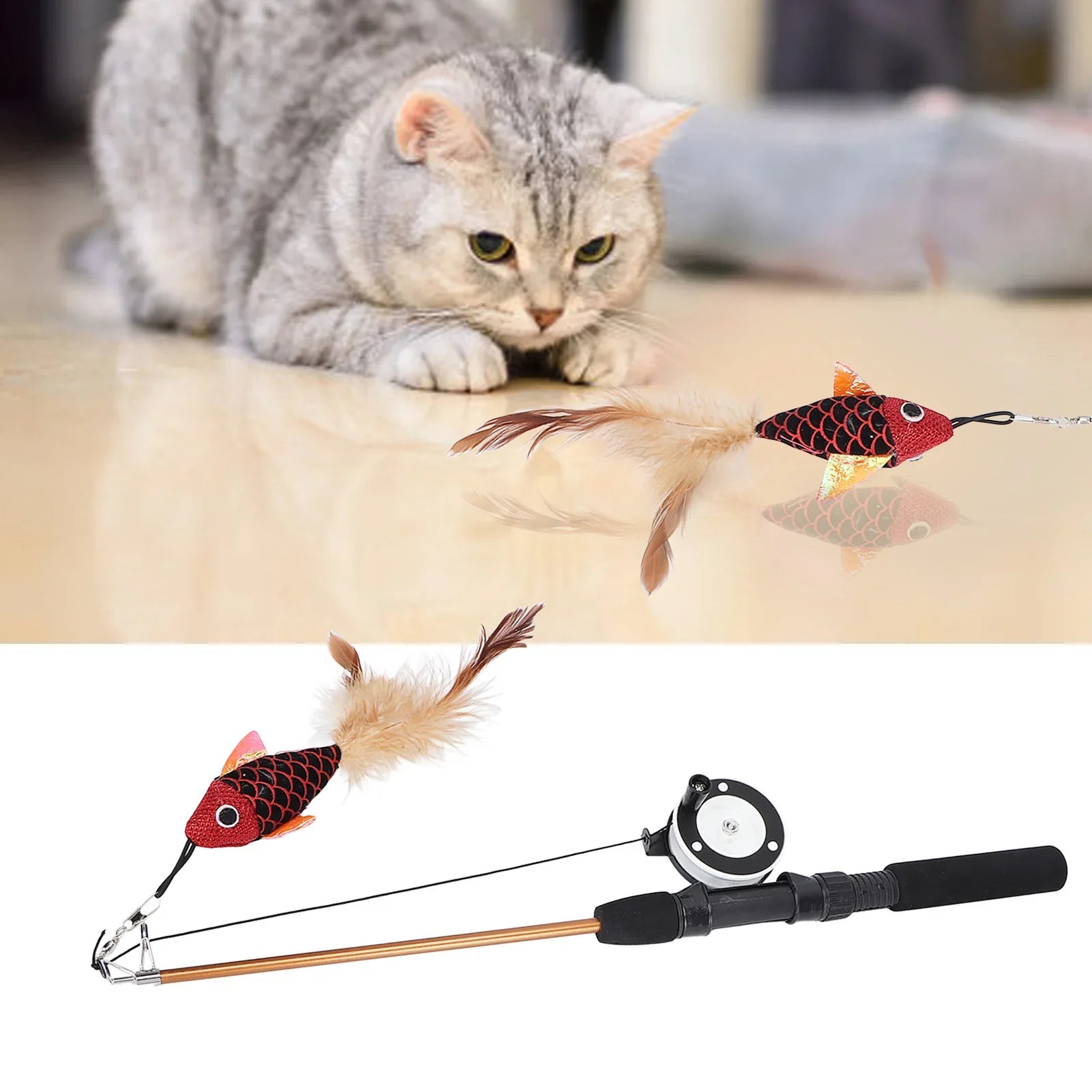 Cat  Teaser Wand  Cat Fishing Pole  Bite Resistance Multifunctional Cat  Teaser Wand  for Cats Cat