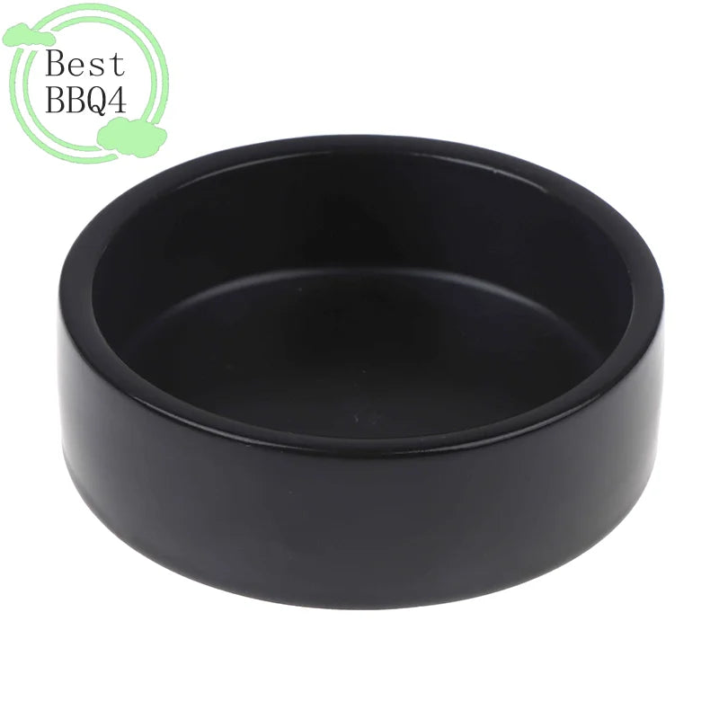(BBQ4)Reptile Food Bowl Anti-Escape Ceramic Feeder Dish Black Reptile Water Bowl For Hermit Crab Gecko Chameleon Corn Snake