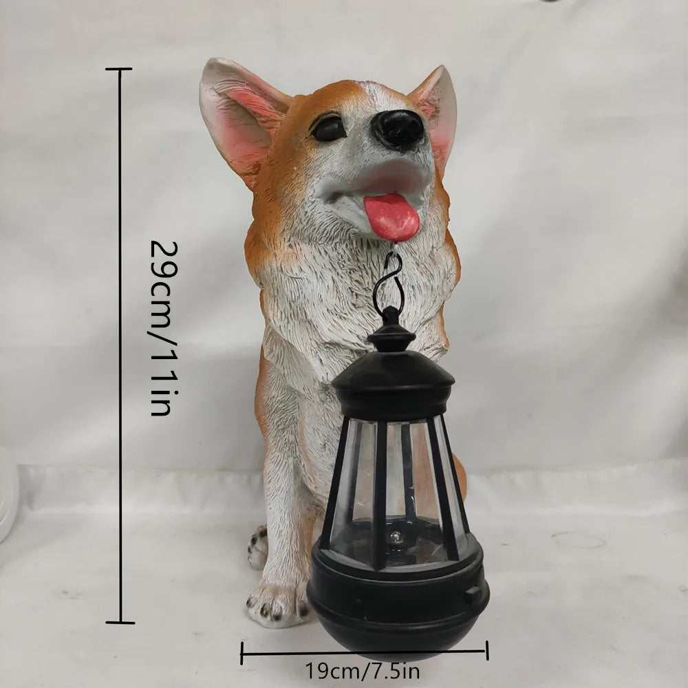 GoldenRetriever GermanShepherd  Rottweiler,Statue Outdoor with SolarLed Home GardenDecoration Windproof Lamp RealisticDog Decor