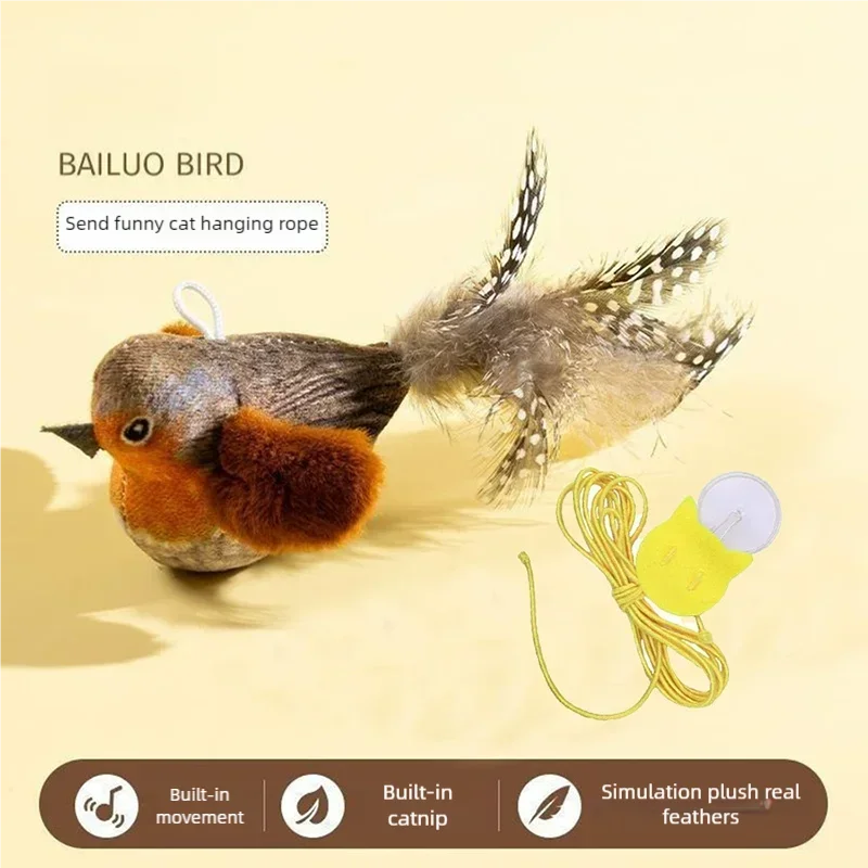 Interactive Chirping Bird Cat Toy Hanging Teaser Wand For Kitten Self Entertaining Anti Boredom Bite Resistant Pet Play Toy