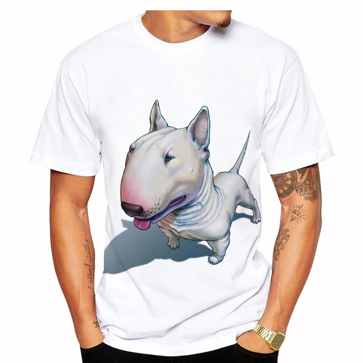 Funny Bull Terrier T-Shirts Pet Dog 3D Print Streetwear Men Women Fashion Oversized Short Sleeve T Shirt Male Tees Tops Clothing