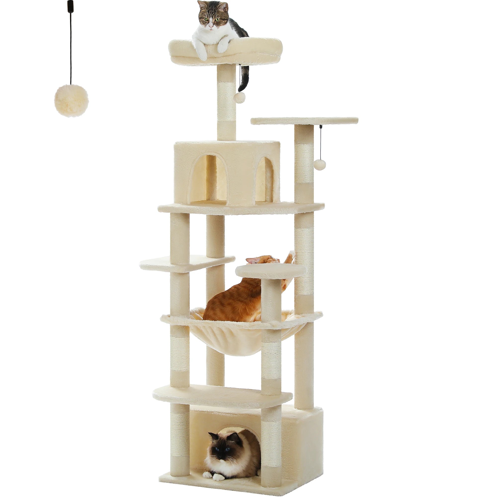 PAWZ Road 72" Large Cat Tree Tower with Hammock and Condo