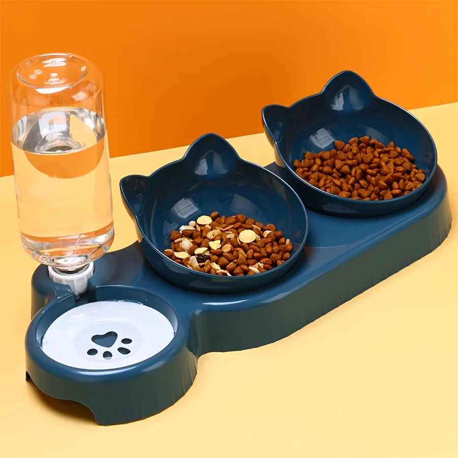 Pet Bowls With Water Feeder, 3 In 1 Water Bottle For Neck Protection