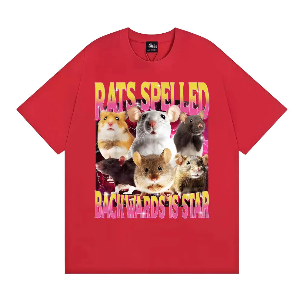 Rats Spelled Backwards Is Star Funny Rat Meme T Shirts Men Women Retro Humor Short Sleeve T-shirts Oversized 100% Cotton T-shirt