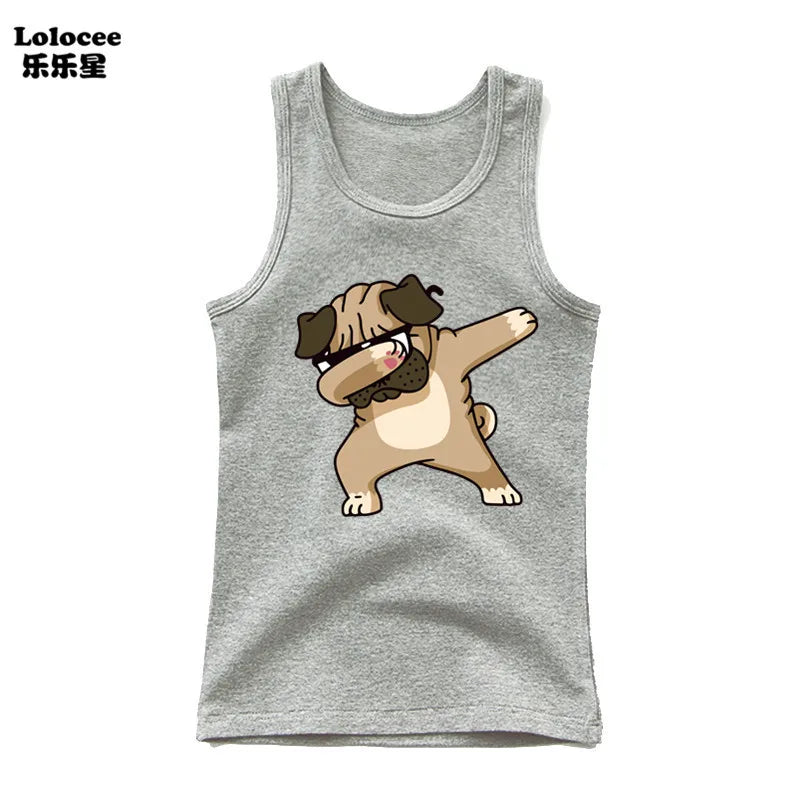 Dabbing Dancing Dog Funny tank tops For Boys vest Kids sleeveless Shiba Inu Dog t-shirt Dog Pet Lover Clothes