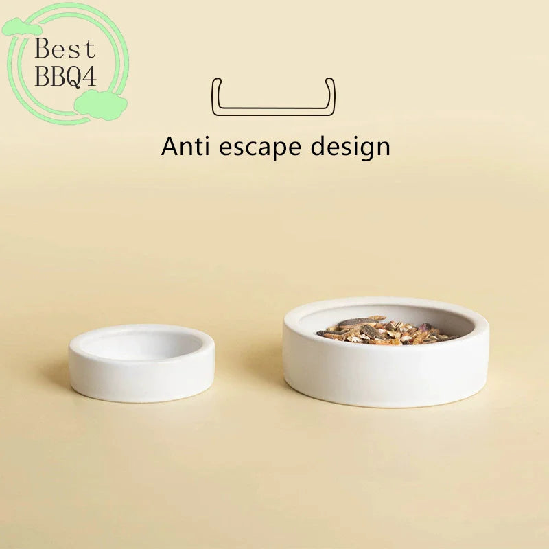 (BBQ4)Reptile Food Bowl Anti-Escape Ceramic Feeder Dish Black Reptile Water Bowl For Hermit Crab Gecko Chameleon Corn Snake