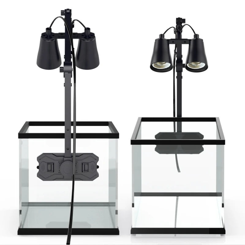 Reptile Terrarium Adjustable Dual-head Lamp Stand Adsorption Removable UVB UVA Lamp Stand Reptile Habitat Supplement Calcium