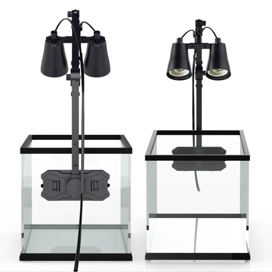 Reptile Terrarium Adjustable Dual-head Lamp Stand Adsorption Removable UVB UVA Lamp Stand Reptile Habitat Supplement Calcium