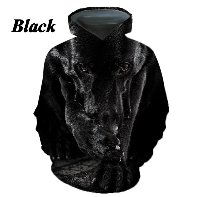 New Fashion Casual German Shepherd Animal Dog 3D Printing Men's Round Neck Hoodie Tops T-shirt Couple Hoodie
