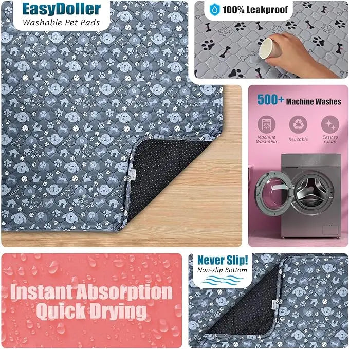 2pcs Large Pet Dog Pee Pads,Reusable Dogs Puppy Pads Pet Training Pads for Dogs, Absorbent and Leak-Proof Whelping Pads,Size:M