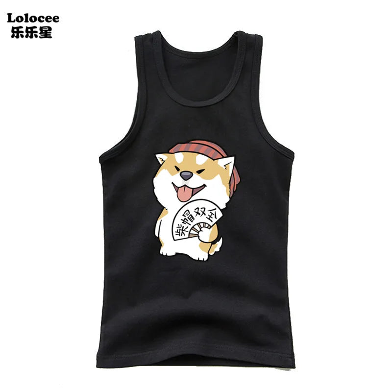 Dabbing Dancing Dog Funny tank tops For Boys vest Kids sleeveless Shiba Inu Dog t-shirt Dog Pet Lover Clothes