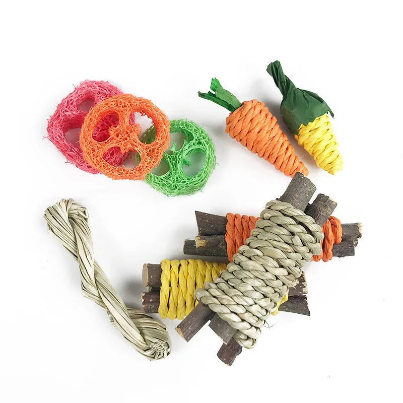 Rabbit Guinea Pig Dragon Cat Chew Toys Tooth Cleaning Toy for Bunny Hamster Tooth Grinding Set Pet Tooth Grinding Snacks