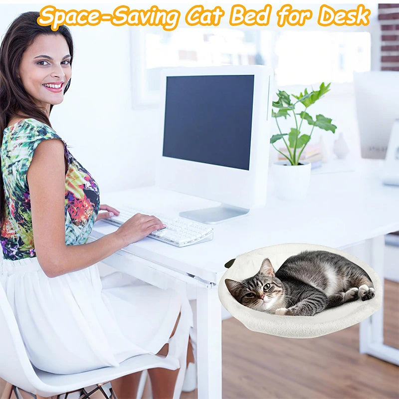 1 Piece Cat Desk Bed Comfortable And Soft Round Desktop Cat Perch Desktop Mounted Cat Litter Box With Pet Mat