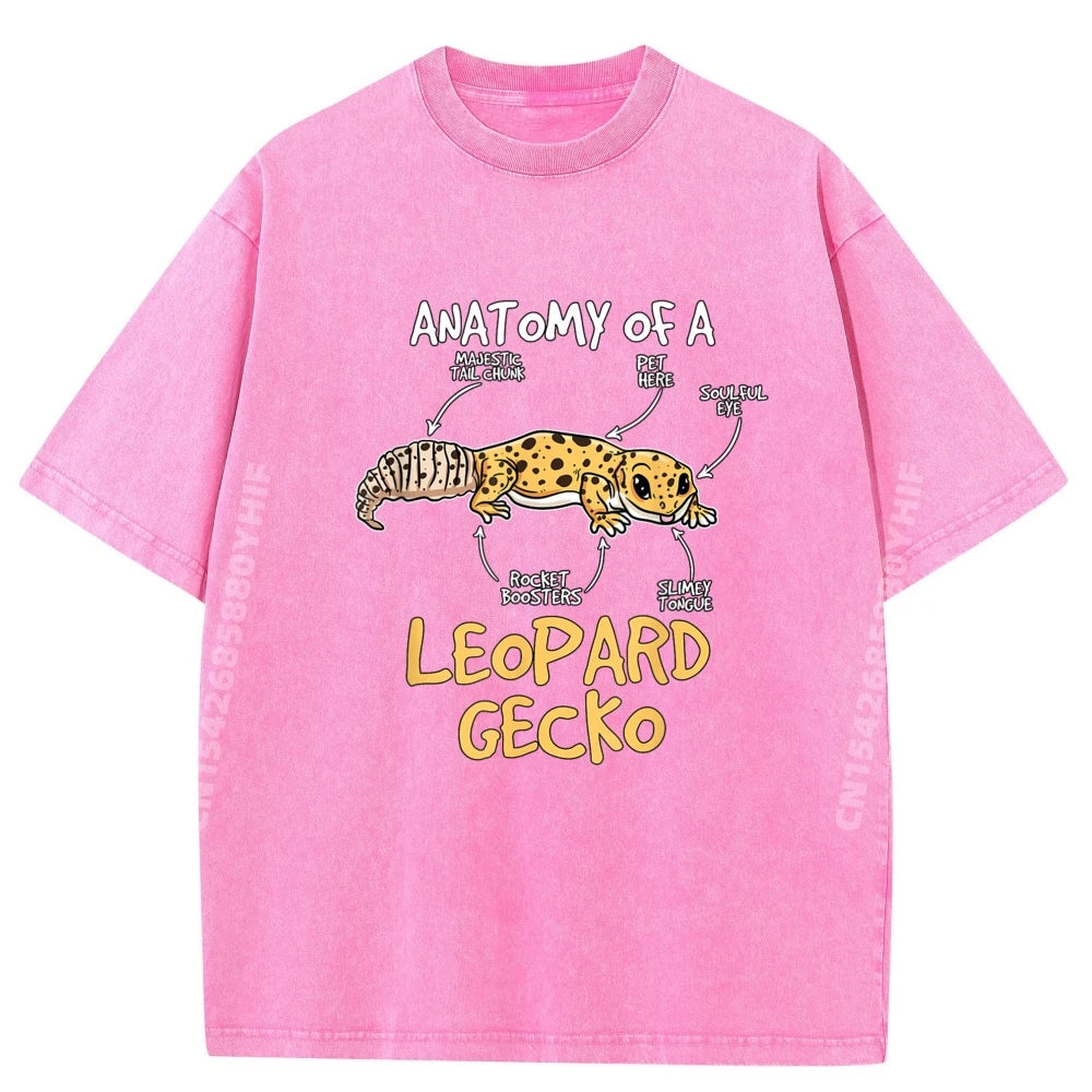 Kids Leopard Gecko Gift Anatomy of A Leopard Gecko Grey Shirt Graphic Tee Unisex Short Sleeve Tee Tshirts Washed
