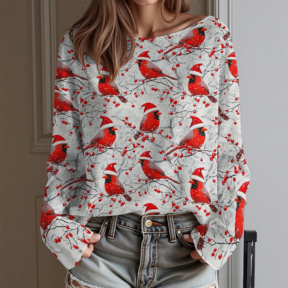 Dachshund Ugly Christmas Party T-Shirt Women's Sexy Off-Shoulder Long Sleeve Top Funny Xmas Dog Print Holiday Blouse Plus Size