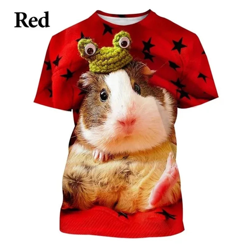 Fashion Animal Guinea Pig 3D Printing T-shirt Men And Women Casual Cute Short-sleeved T-shirt Trend Funny Tee Shirt Costumes Top