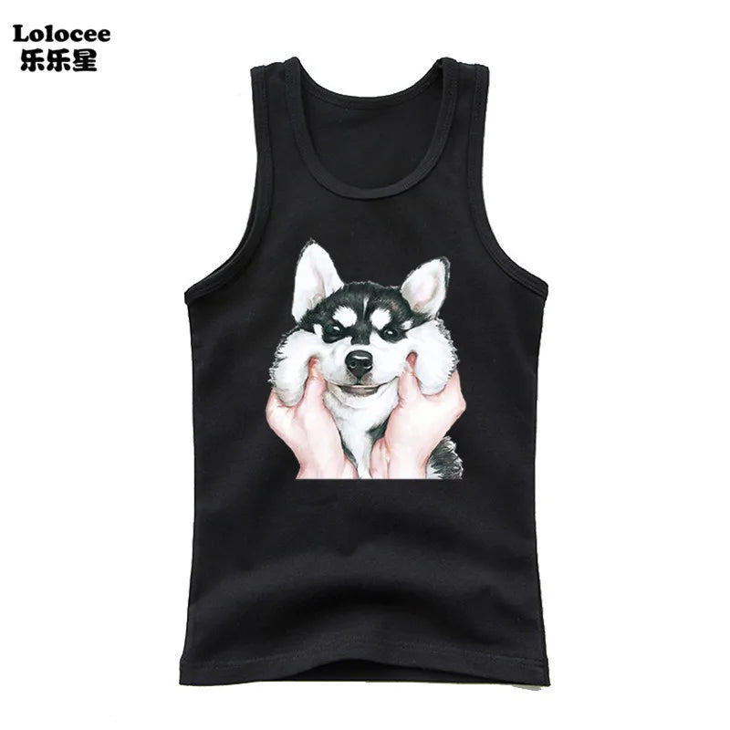 Dabbing Dancing Dog Funny tank tops For Boys vest Kids sleeveless Shiba Inu Dog t-shirt Dog Pet Lover Clothes