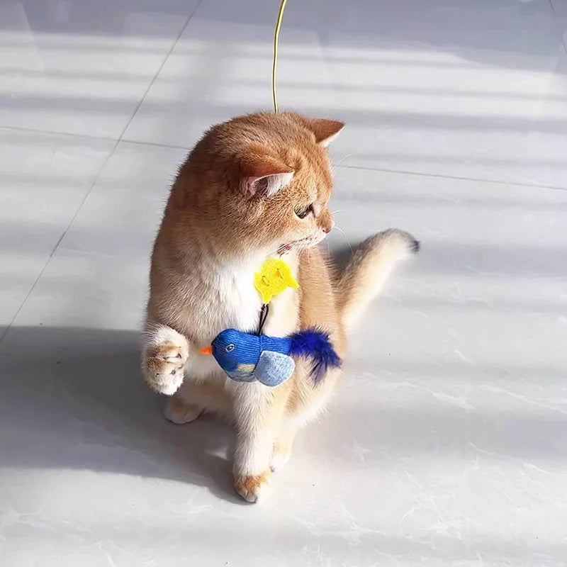 Interactive Chirping Bird Cat Toy Hanging Teaser Wand For Kitten Self Entertaining Anti Boredom Bite Resistant Pet Play Toy