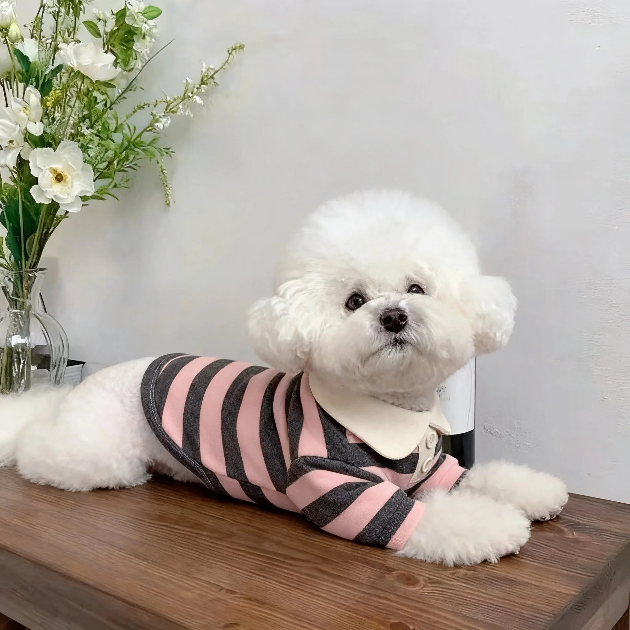 Dog Clothes Teddy York Shire Polo Shirt Summer Dress Striped Pet T-Shirt Dog Costume Soft Pullover Suit for Dog Puppy