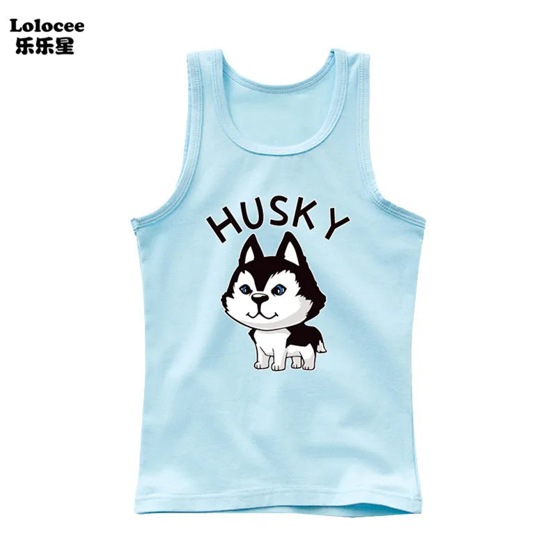 Dabbing Dancing Dog Funny tank tops For Boys vest Kids sleeveless Shiba Inu Dog t-shirt Dog Pet Lover Clothes