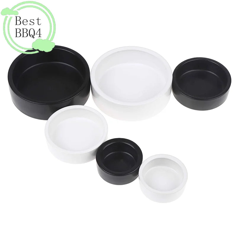 (BBQ4)Reptile Food Bowl Anti-Escape Ceramic Feeder Dish Black Reptile Water Bowl For Hermit Crab Gecko Chameleon Corn Snake