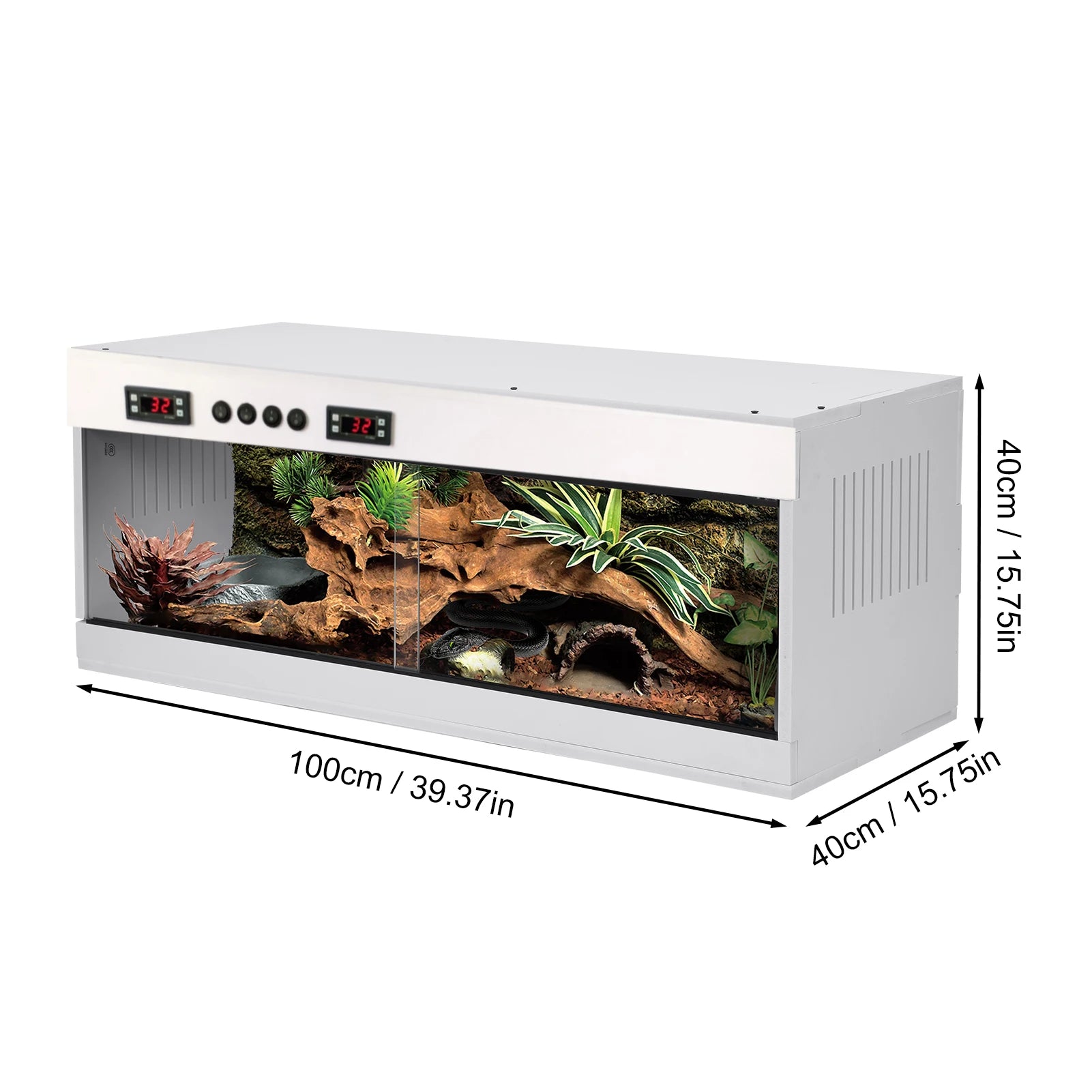 Stackable Reptile Terrarium, PVC Bearded Dragon Enclosure – Tempered Glass Tank for Amphibians Reptilians Arachnids Pets Habitat