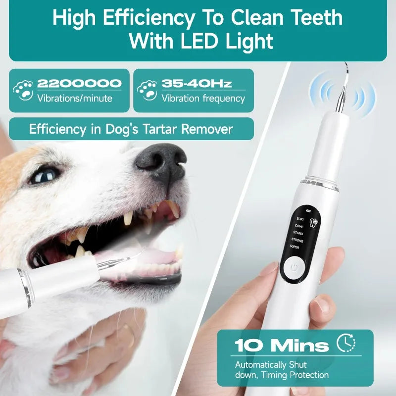 Dog Use Ultrasonic Tooth Cleaner Dog Cat Pet Dental Scaler for Tartar Removal Teeth Cleaning Tool with LED Light