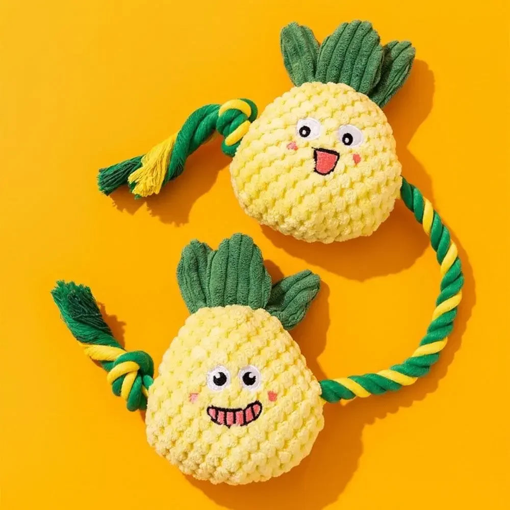 Dog Teeth Cleaning Toy Fruit Shape Bite Resistant Dog Plush Toy Built-in Sounder Can Bite Vocal Squeaky Dog Toy