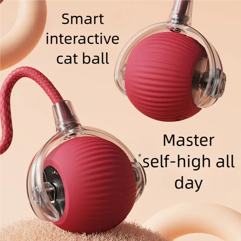 Automatic Smart Cat Toy Ball Interactive Electric Rolling Teaser USB Rechargeable Moving Bouncing Ball for Kittens Birthday Gift